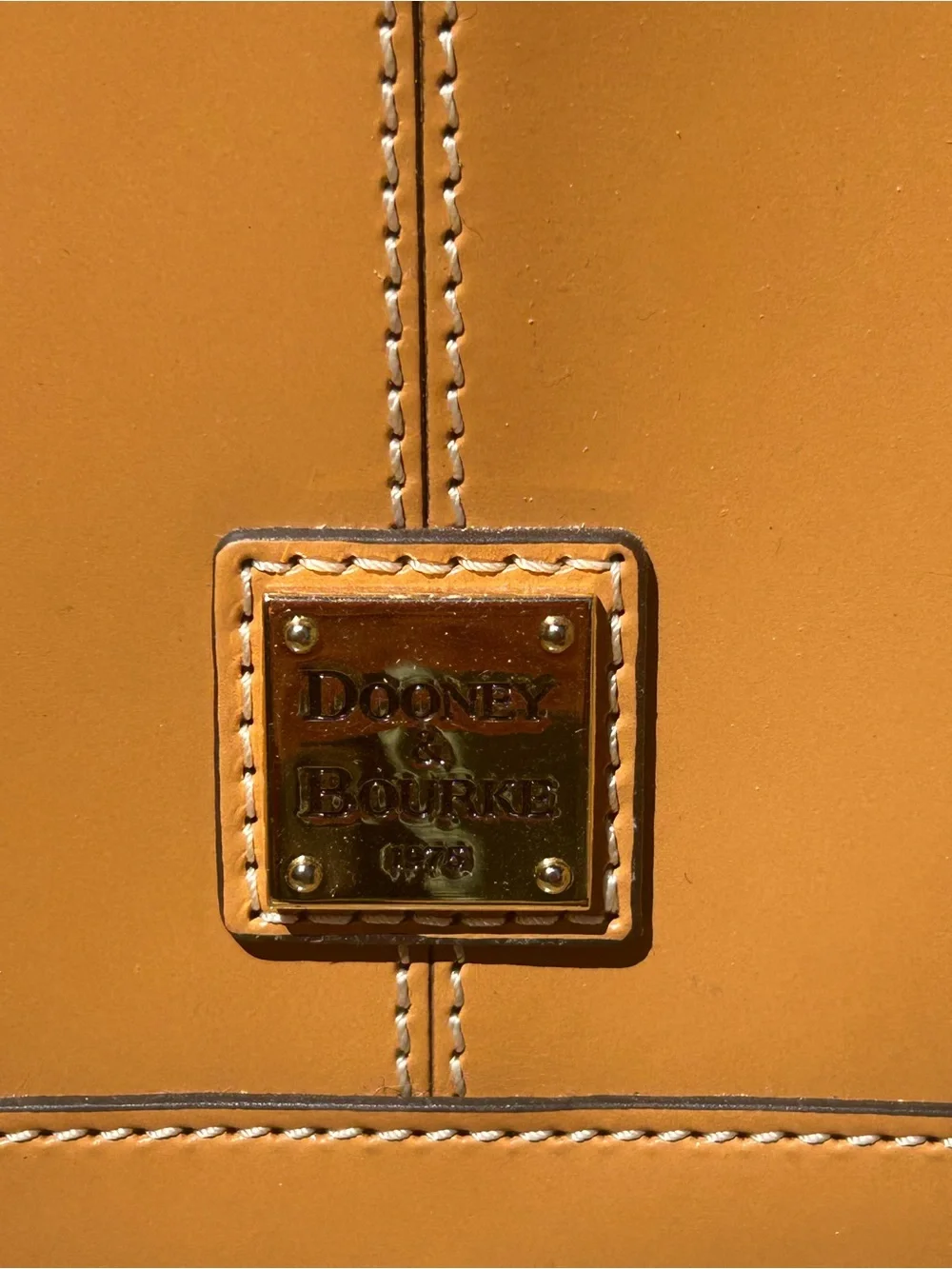 Dooney & Bourke Tan Leather Structured Satchel with Shoulder Strap